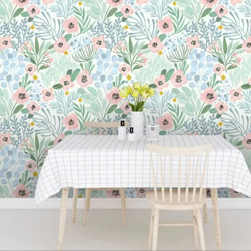 Colorful Floral Peel and Stick Wall Sticker Flower Self Adhesive Wallpaper Removable Waterproof Contact Paper for Walls Cabinets