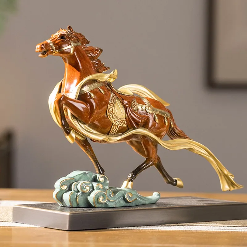 Zhu Bingren Copper‑Rise‑To‑High‑Rank Brass‑Zodiac‑Horse Desk‑Ornament For Living‑Room Office Opening Business Blessing Gift