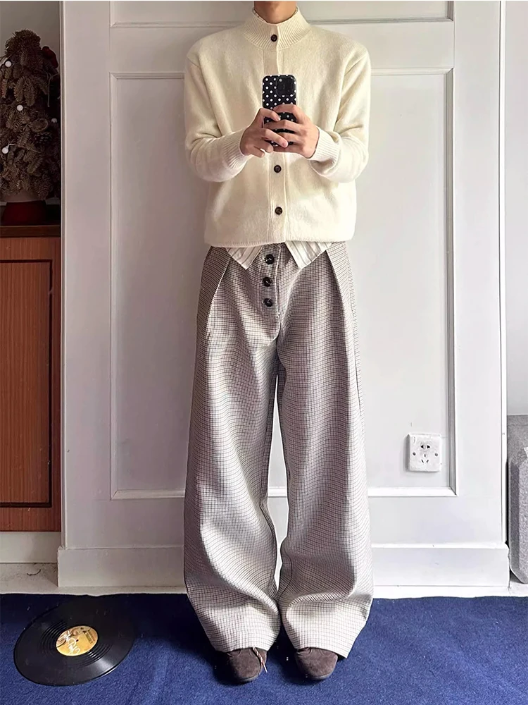 

New Sle Men's Casual Pants A-Line Buttoned Straight Leg Commuter Friendly Casual Trousers with Bird Pattern And Pleats