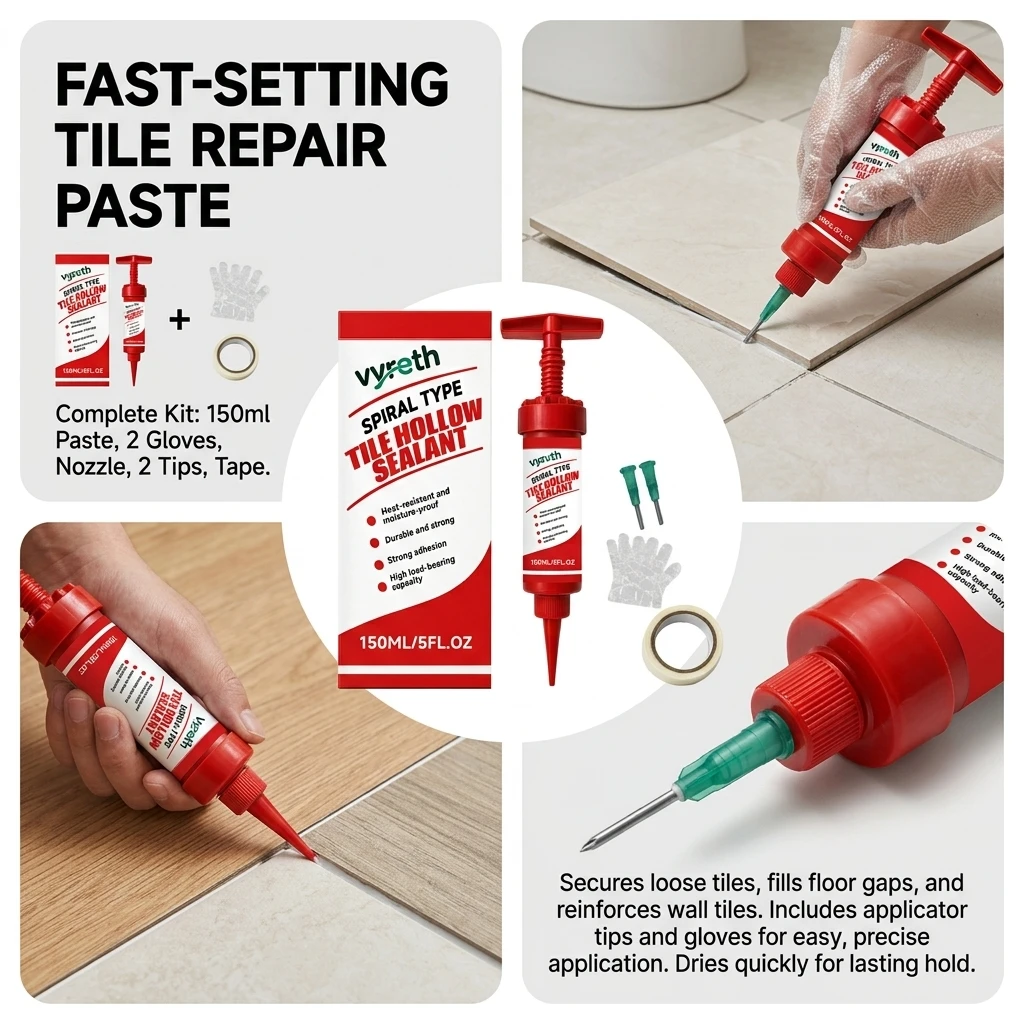 Tile Hollow Repair Adhesive High-Viscosity Gap Filling Glue for Homeowners Wall Floor Ceramic Marble Maintenance Kit Fast Dry