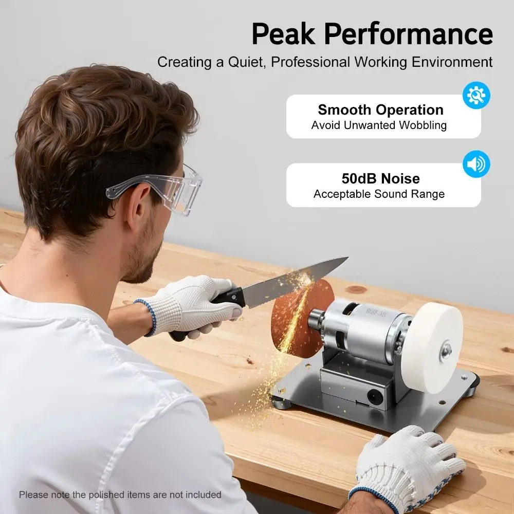 Portable Speed Adjustable Mini Bench Grinder Sturdy Base Space-Saving Electric Grinder for Home EU Plug Desktop Grinding Machine