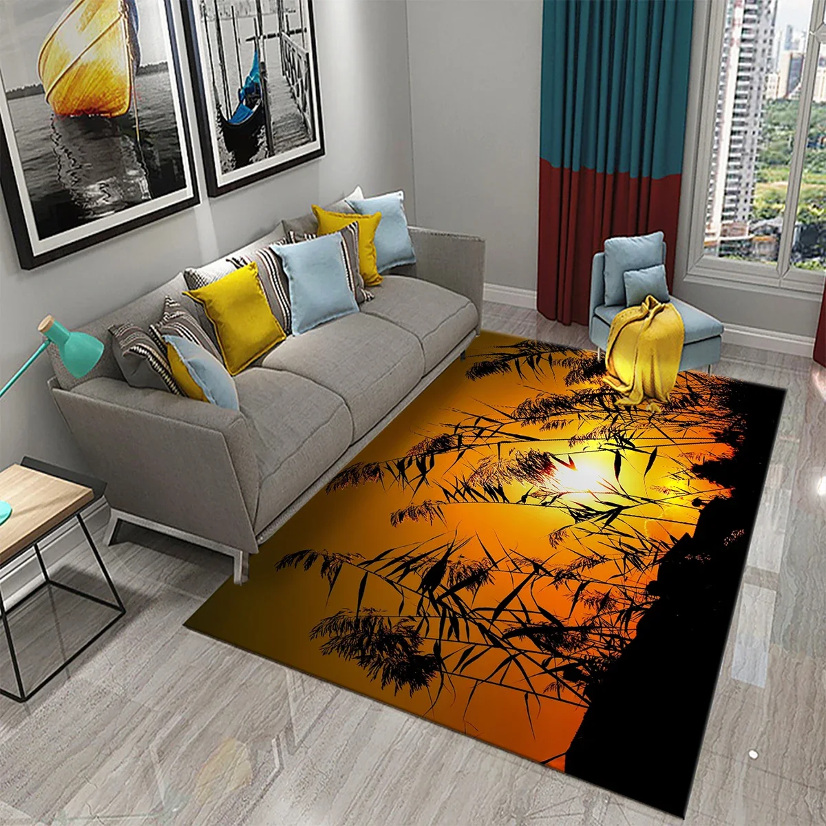 Reeds View Carpet Sunset Riverside Landscape Area Rugs for Home Living Room Bedroom Children Room Chair Carpet Floor Mat Doormat