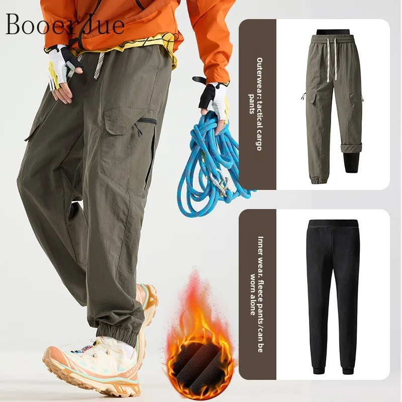 Unisex Waterproof 3In1 Hiking Pants Winter Breathable Outdoor Removable Warm Trousers Windproof Trekking Camping Skiing Pants