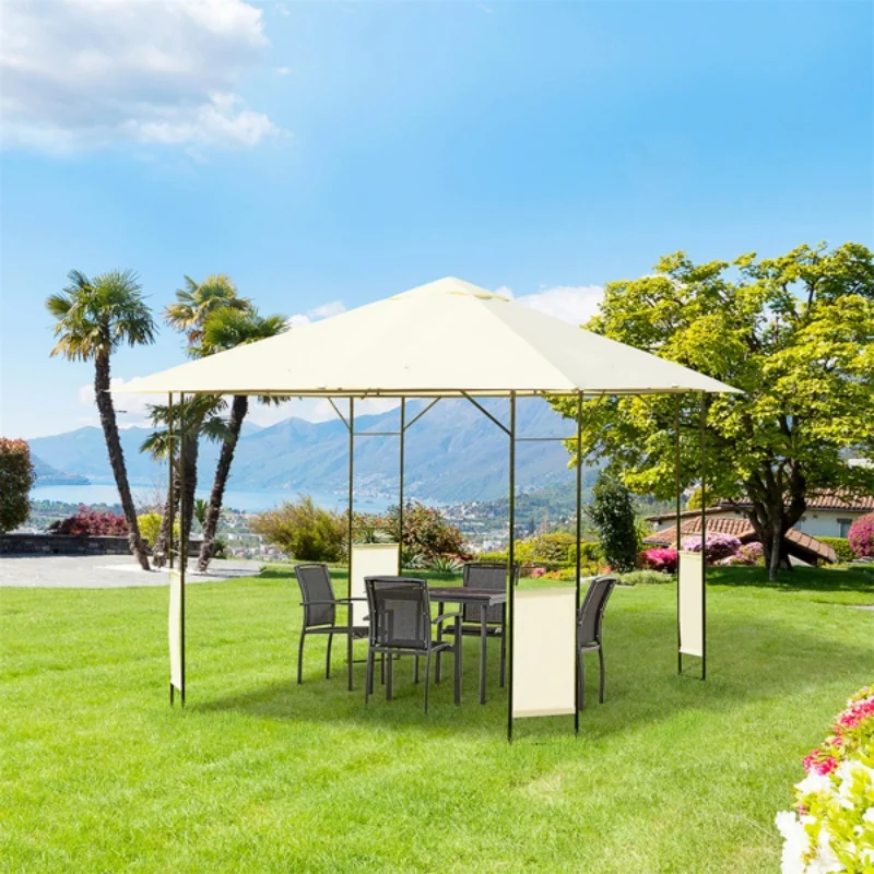 

10' x 10' Outdoor Gazebo,Cream White Canopy Shelter Canopy Tent Instant Outdoor Canopy Easy Set-up Folding Shelter