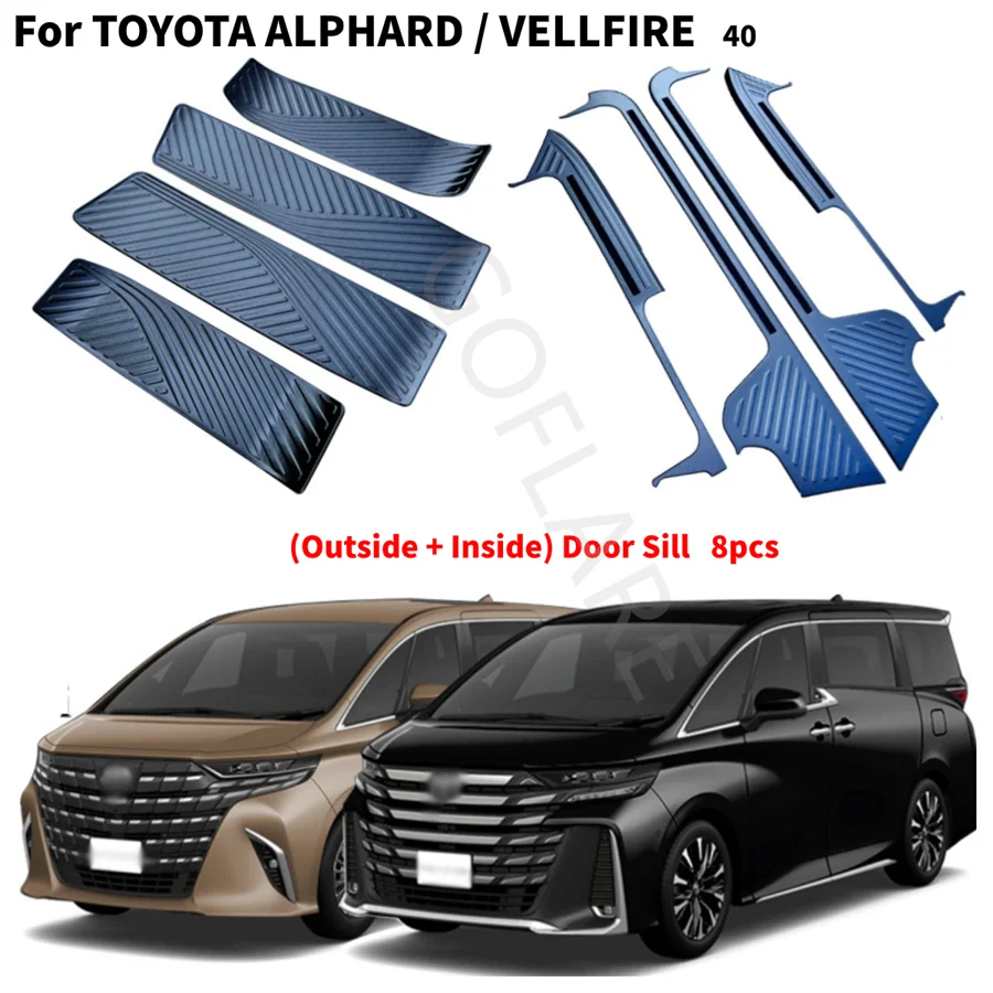 Accessories For Toyota Alphard Vellfire 40 Car stying Door Sill Scuff Plate Pedal Entry Guard Cover threshold