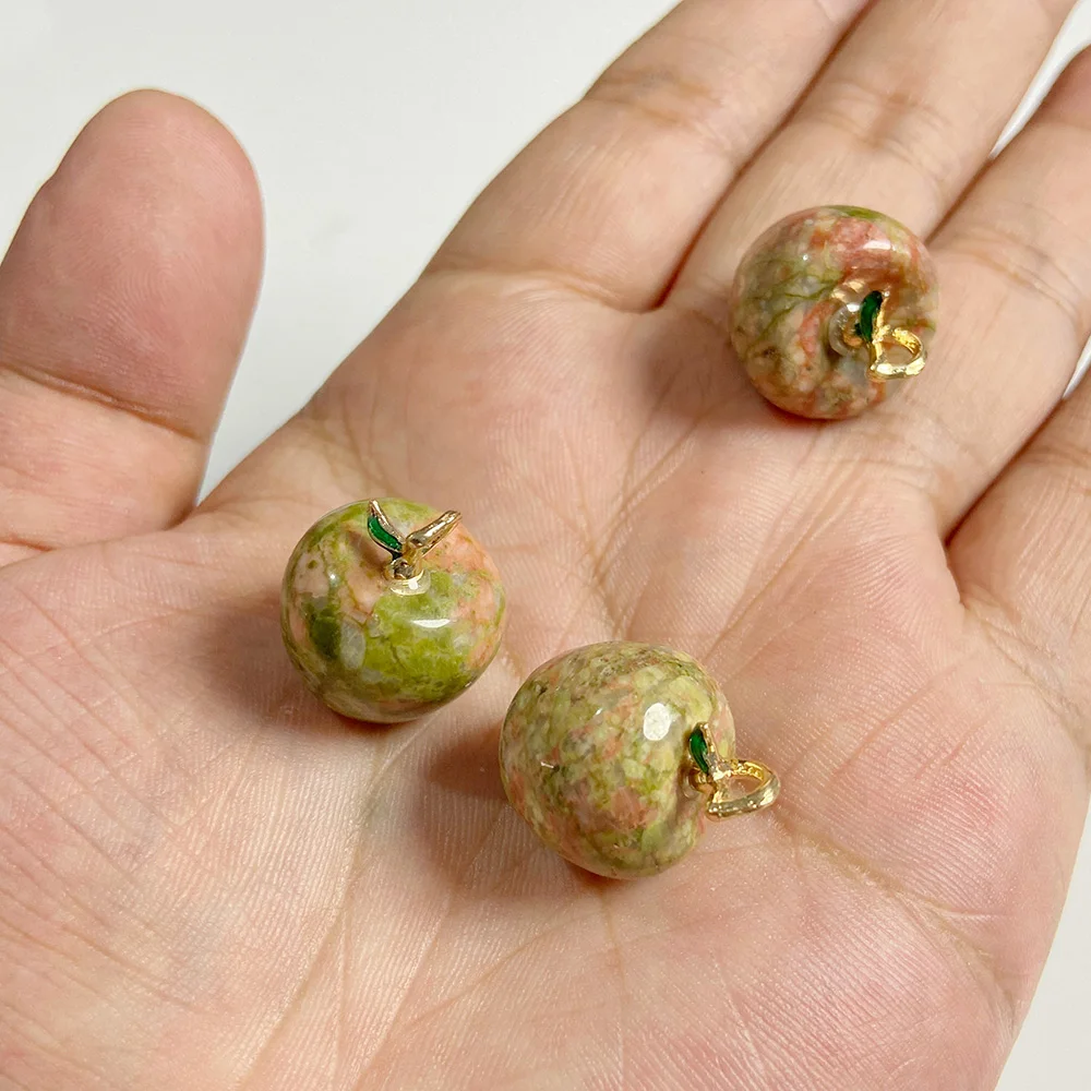 Natural Stone Apple Shape Gems Pendants Opal Rose Quartzs Lapis Lazuli Pendant Healing Yoga Home Decoration Making DIY Jewelry