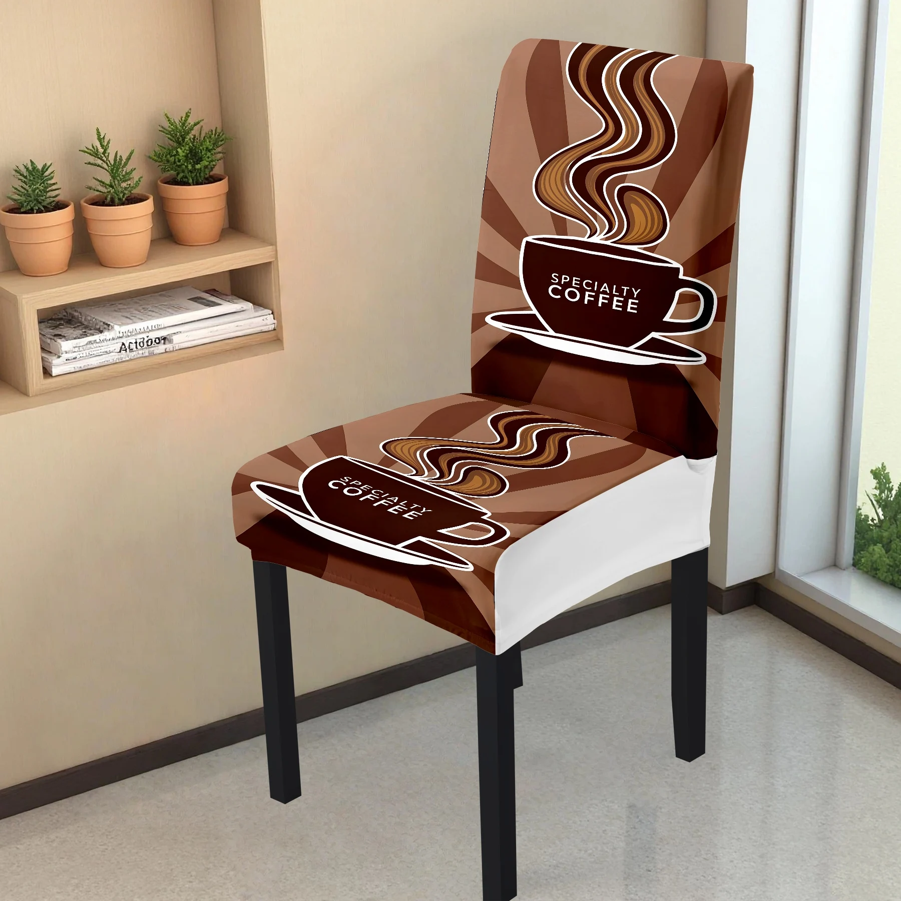 

2026 New Coffee Pattern Elastic Chair Cover, All - inclusive Stretch Dining Chair Slipcover, Washable & Fade