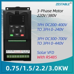 Solar VFD Converter 220V 380V 0.75/1.5/2.2/3.0/4.0/5.5/7.5 KW 3Phase Motor Speed Control Variable Frequency Drive Inverter