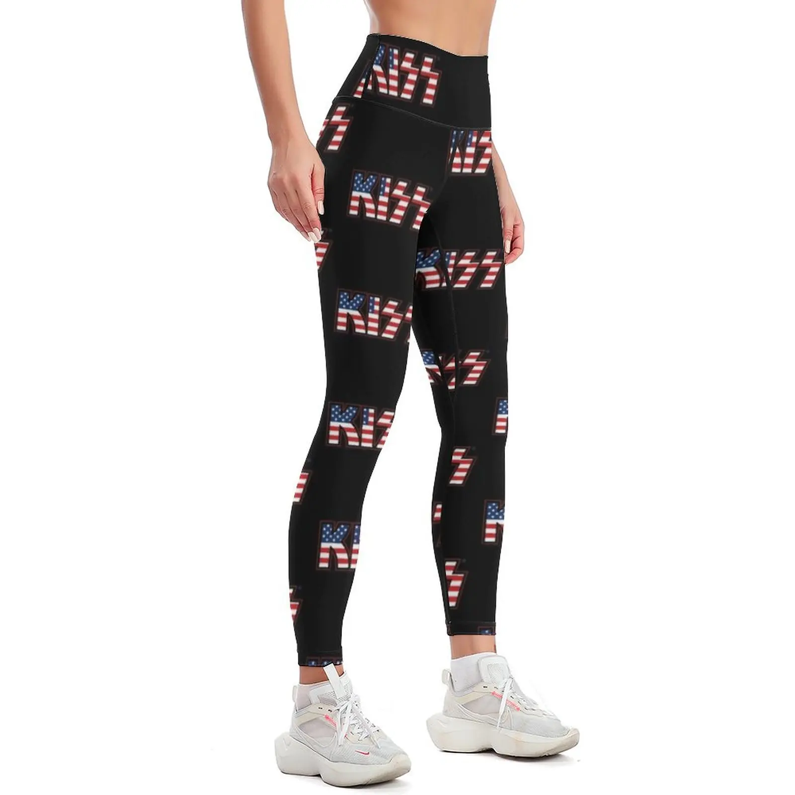 KISS Band America Logo Design Leggings sportswear gym Jogger pants Women's sports leggins push up woman Womens Leggings - Image 2
