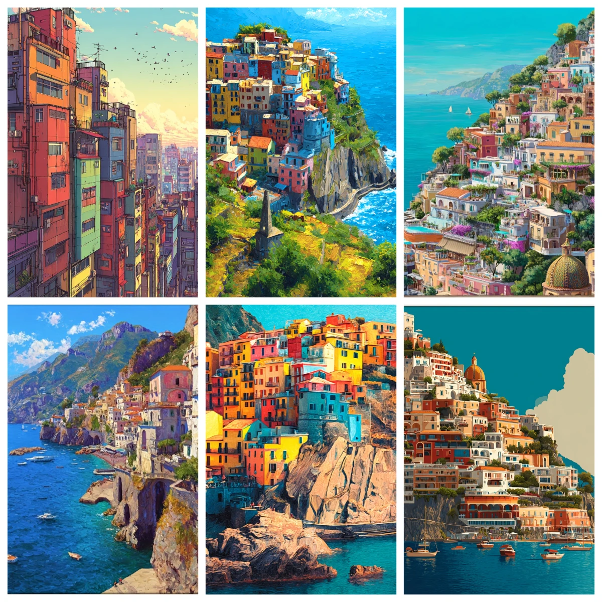 

500/1000/1200/2000PCS Puzzles for Adults,Amalfi Coast Architectural Landscape Jigsaw Puzzles Educational Games Home Decor Gifts