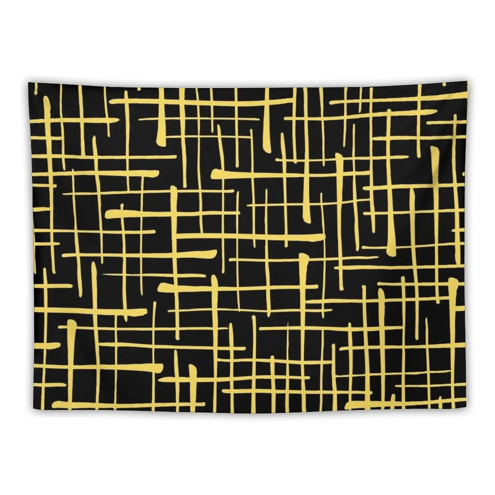 black and yellow net pattern | black yellow net Tapestry Art Mural Room Decor Korean Style Aesthetic Room Decorations Tapestry