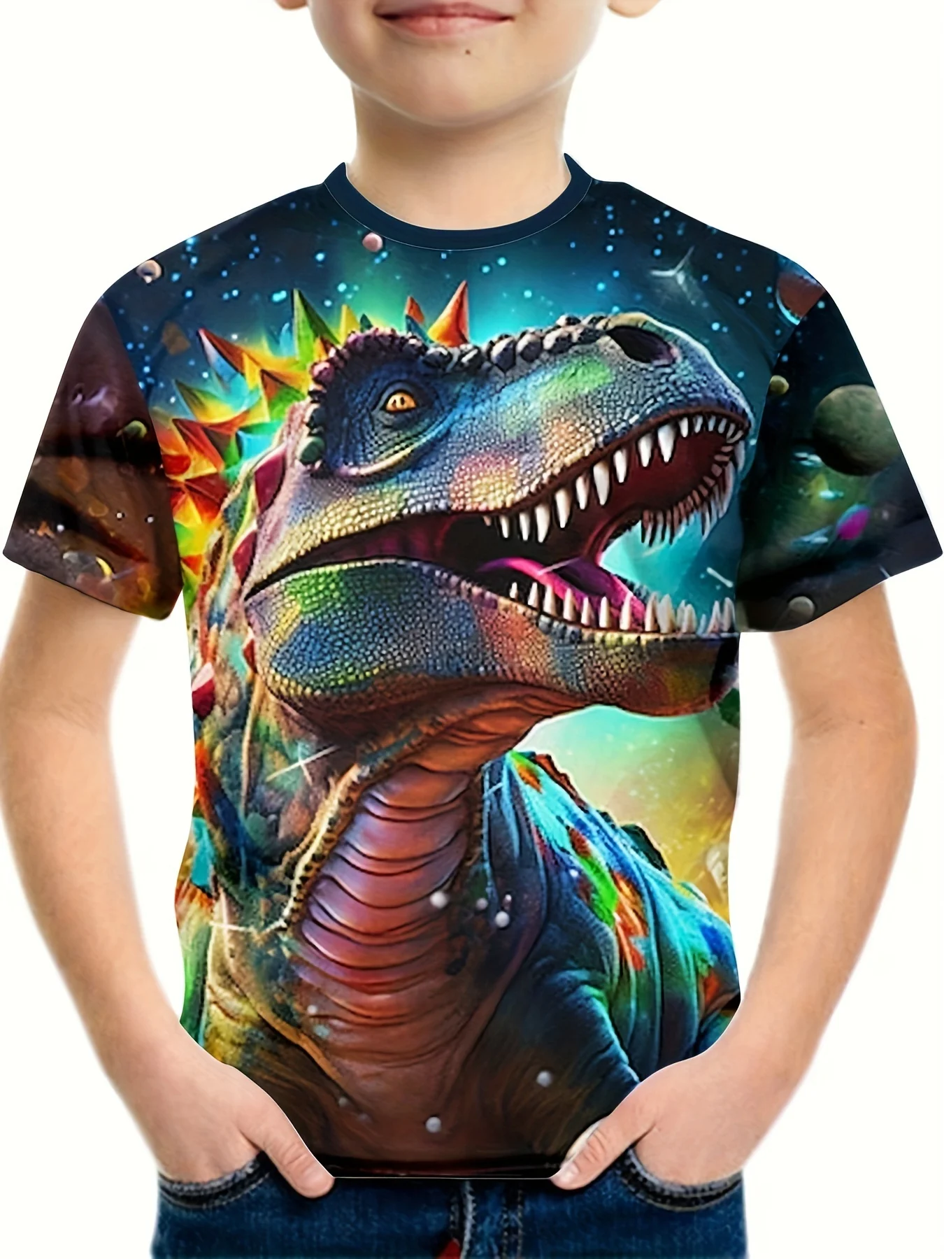 Children's Clothing Boys Tshirt Short Sleeve Girl T-Shirt 3D Cartoon Dinosaurs Casual Round Neck Tees Kids Summer Clothes Tops