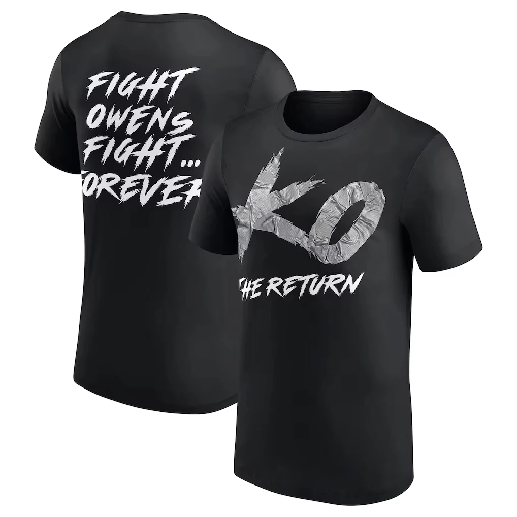 Black Kevin Owens KO The Return T-shirt Men Women Summer Cotton Clothing Fashion Oversized Short Sleeved Top Streetwear Unisex