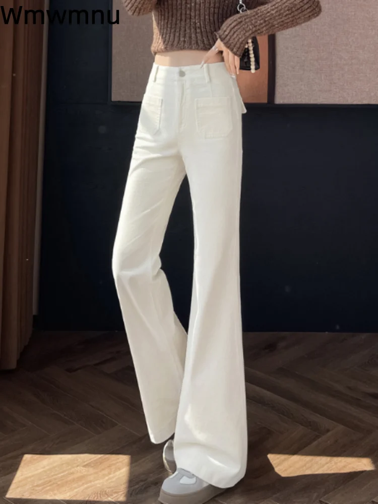 

Вельветовые брюки-кюлоты с высокой талией, модные свободные брюки, женские повседневные утолщенные широкие прямые брюки