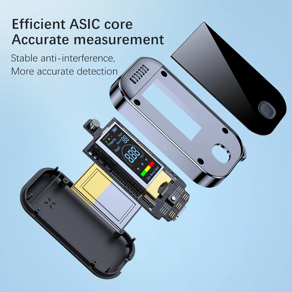 พวงกุญแจเครื่องทดสอบแอลกอฮอล์แบบพกพาขนาดเล็กพร้อมจอแสดงผล LCD Type-c เครื่องทดสอบแอลกอฮอล์ในลมหายใจแบบดิจิตอลอิเล็กทรอนิกส์แบบชาร์จไฟได้สําหรับการจราจร