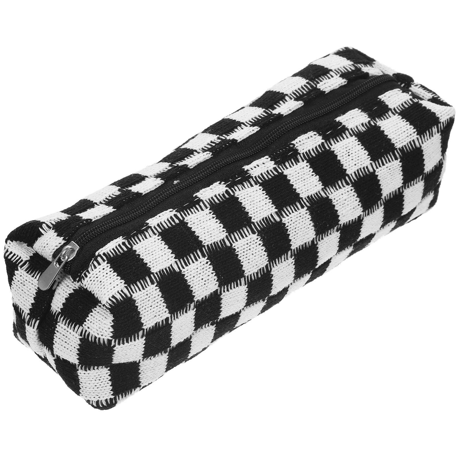 Zipper Pencil Pouch, Checkerboard Case, Handheld Storage Bags, Papelaria conveniente