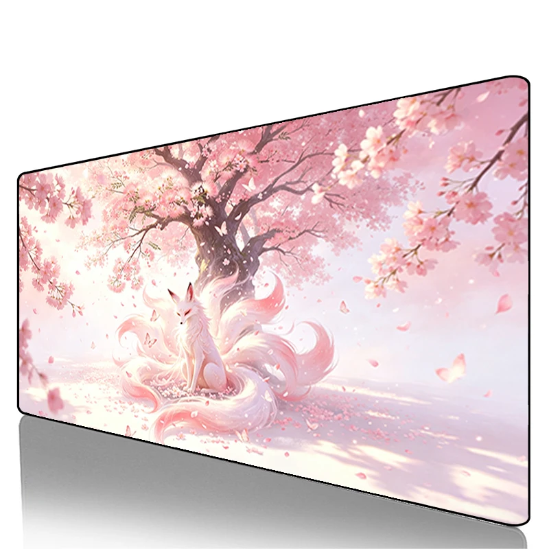 Nine-Tailed Fox Mouse Pad E-sports Players Mousepad Rubber Gamer Keyboard Pad Pink Computer Mouse Mat kawaii Anime Fox Desk Mat