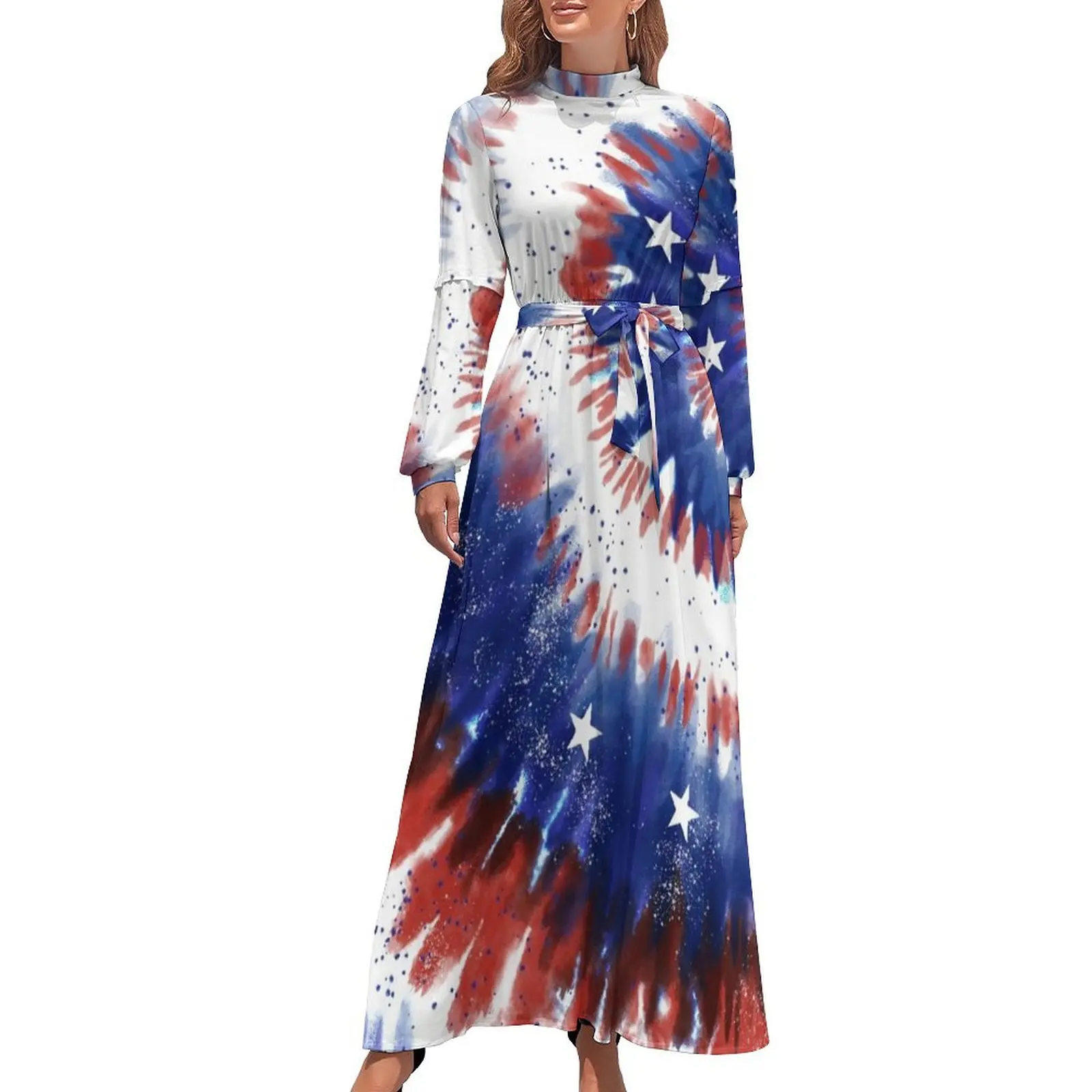 

4th of July Tie-Dye Spiral Long Dress women's summer jumpsuit elegant dresses for women prom dress dress party night