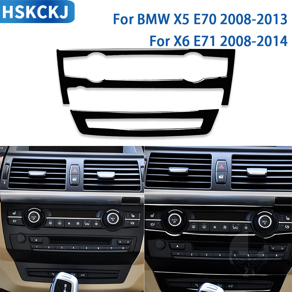 

For BMW X5 E70 2008-2013 X6 E71 2008-2013 Accessories Car Black Plastic Air Conditioning Panel Frame Trim Sticker Decoration