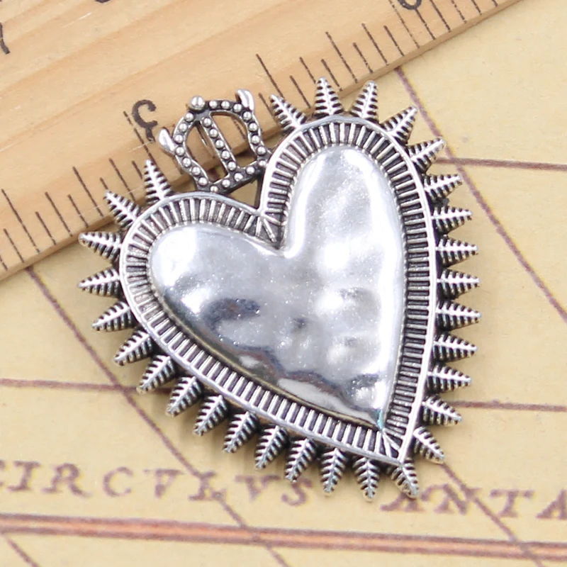 10pcs Charms Crown Thorns Heart 40x35mm Tibetan Silver Color Pendants Antique Jewelry Making DIY Handmade Craft