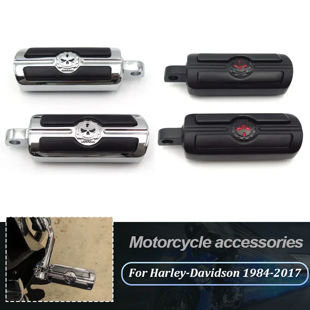 For Harley-Davidson 1984-2017 Softail Touring Male Peg Mount Motorcycle Accessories Pair Skull Foot Pegs Rest
