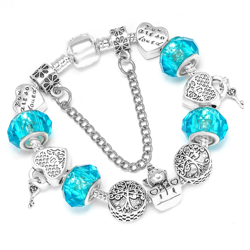 18 Style Snake Chain Charms Bracelet For Women DIY Crystal Star Charm Beads Rainbow Pendant Fashion Jewelry Dropshipping