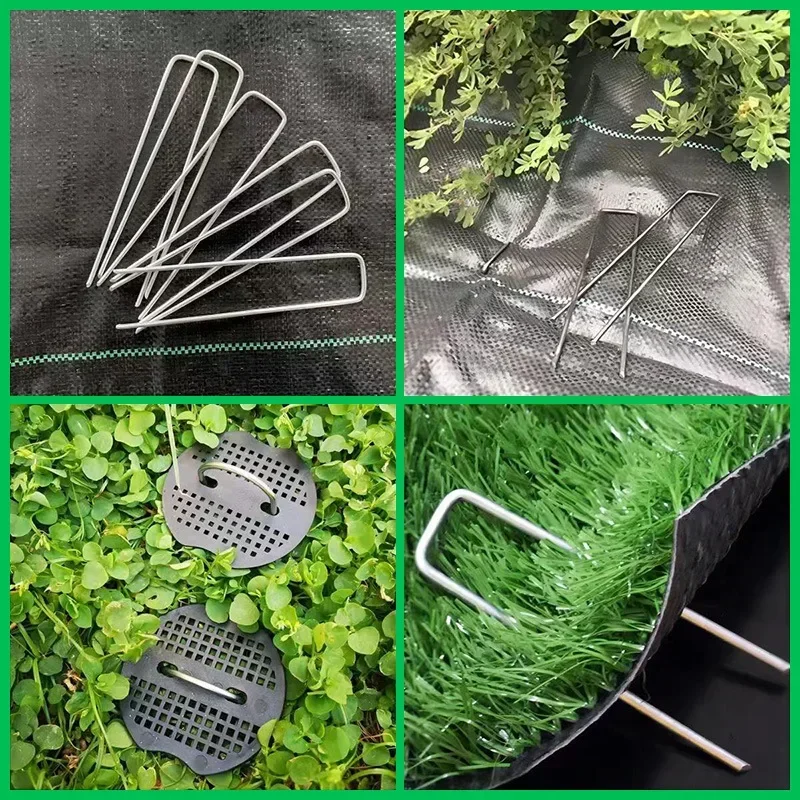 2026-100pcs Galvanized M-Shaped Plant Greening Pin Anti-Rust with U-Shaped Buckle Flower Art Decoration Home Garden Fixed
