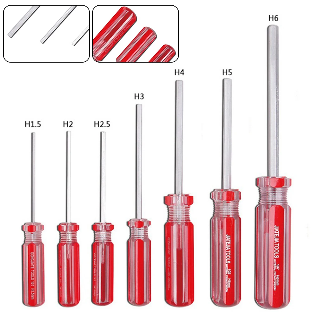 7pcs/set 1.5mm-6mm Hexagon Screwdriver Set CR-V Flat Head Hex Screw-driver Magnetic Screw Driver Hand Tools