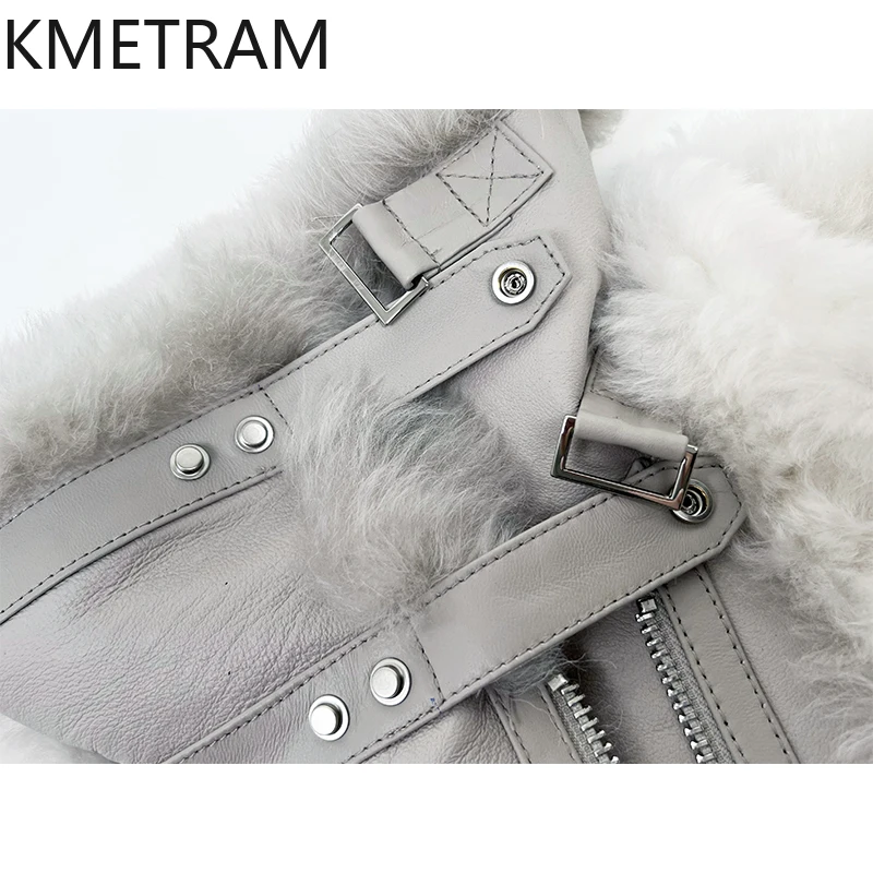 Natural Tuscany Sheepskin Wool Double Faced Fur Jacket Women High Quality White Gray Real Fur Coat Winter Woman Clothing 2025