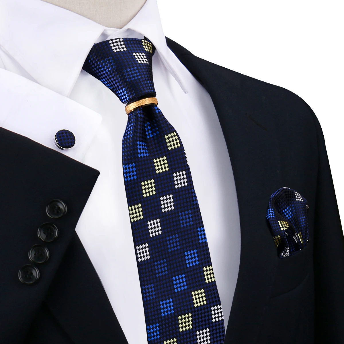 

Tie Buckle Ring Shape Retro Necktie Set For Men Shirts Suit Handkerchief Cufflinks Set Wedding Party Tie Ring Men Accessories