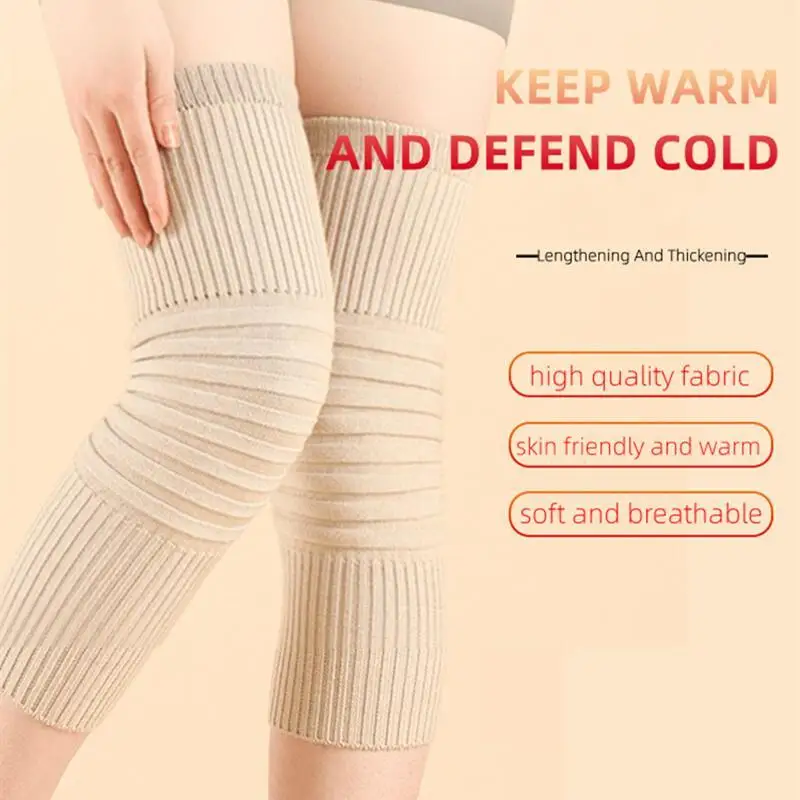 1 Pair Unisex Cashmere Knee Warmers Wool Knee Brace Pads Winter Warm Thermal Knee Protector Sleeve for Women Men Pain Relief