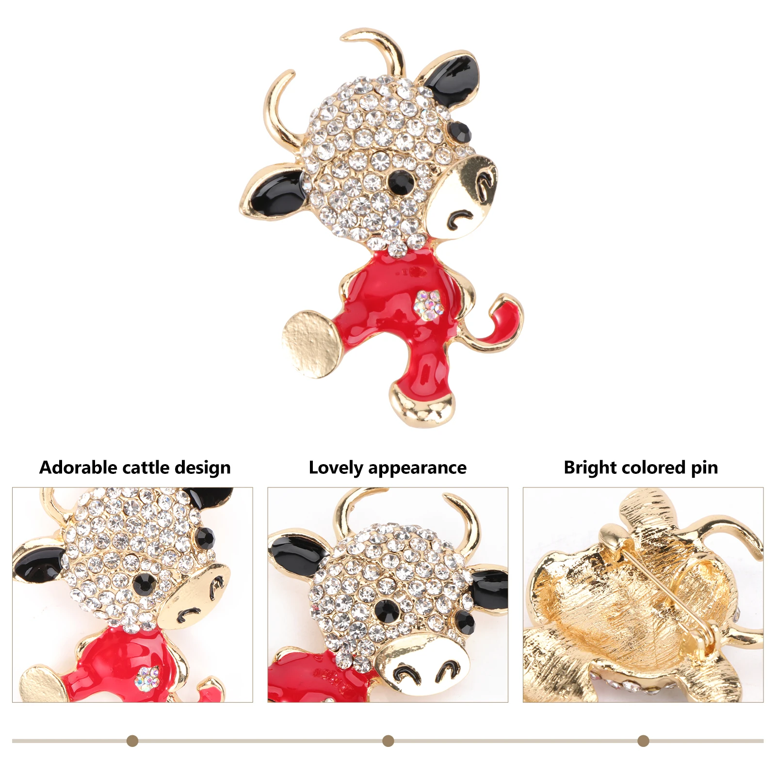 

Cartoon Calf Brooch Adorable New Year Party Clothing Accessory Red Cattle Alloy Pin