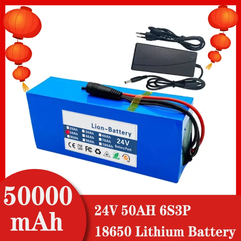 

Battery Lithium pack 6s3p 24V 20Ah 30Ah 50Ah 18650 25.2v 20000/30000mAh Batterie Lithium-ion Avec Charger
