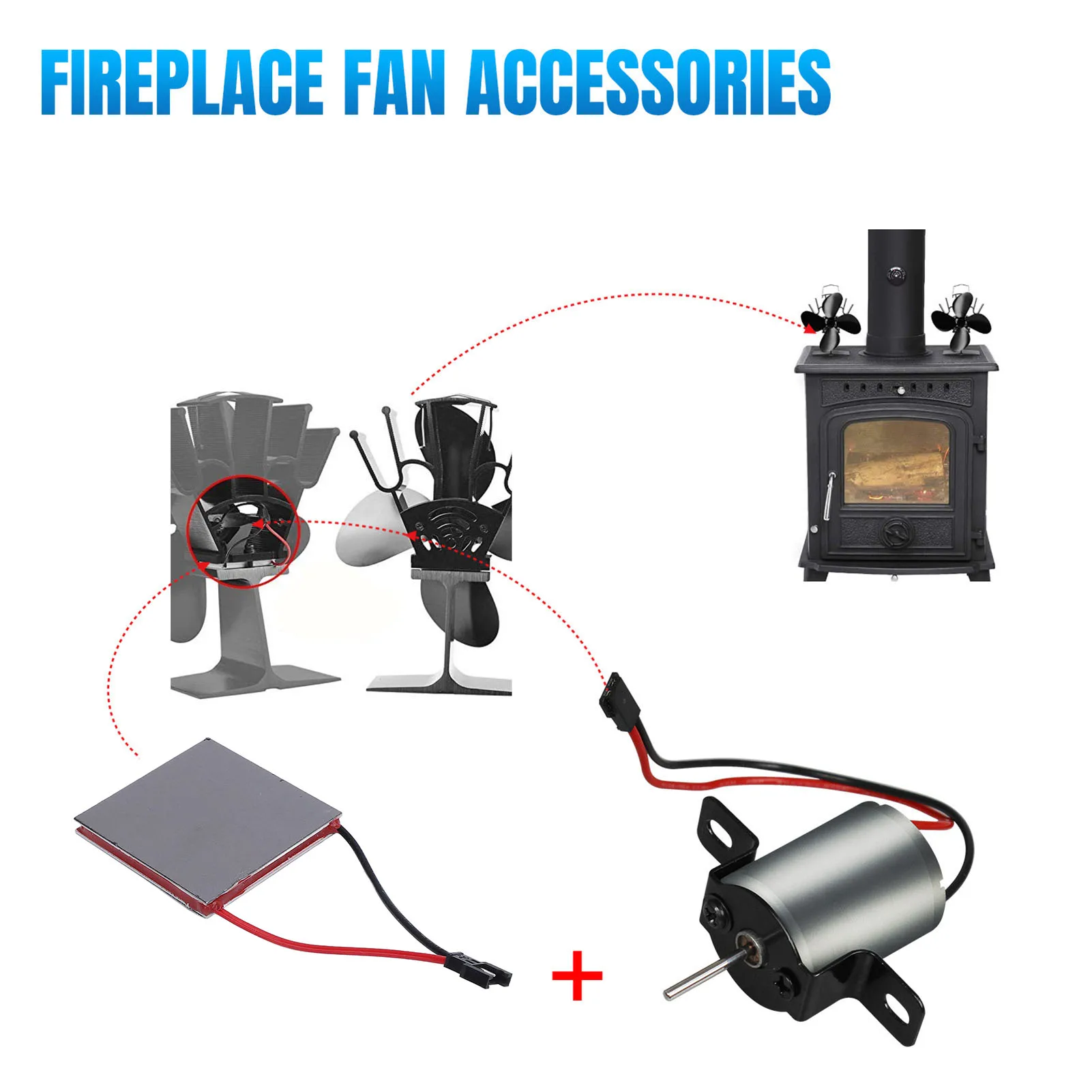 2Pcs Fireplace Fan Power Generation Sheet Heat Powered Wood Stove Fan Replacement Repair 227℃ Heat Resistant