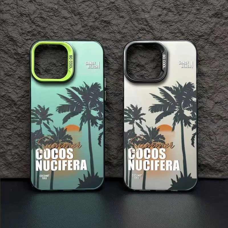 Colorful Coconut Tree Landscape Mobile Phone Case for iPhone14 15 Promax 13 Mini 12 Pro 11 Promax Xr Xs 7 8 Plus Series