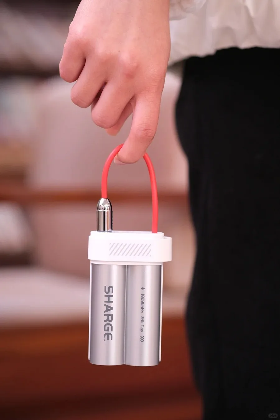 Sharge pouchmini Baker White Mobile Power Bank 10000mAh 30W Cavo integrato per alimentatore a ricarica rapida in lega di alluminio