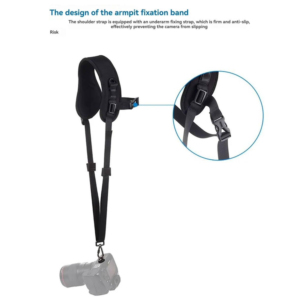 ABPS Single Shoulder Camera Strap Quick Release Anti-Slip Soft Pad Nylon Breathable Curved Strap with Metal Hook for SLR/DSLR