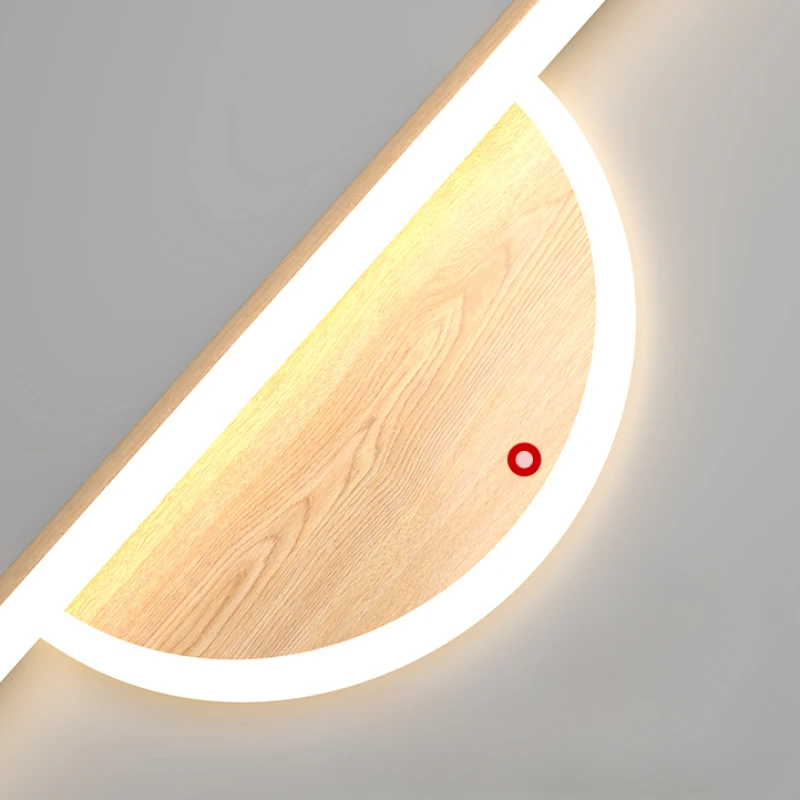Japanese Grain Tradition Wall Lamp Nordic Dresser Mirror Light Bedside Living Room Decoration Wall Light Walnut Wood Led Luster
