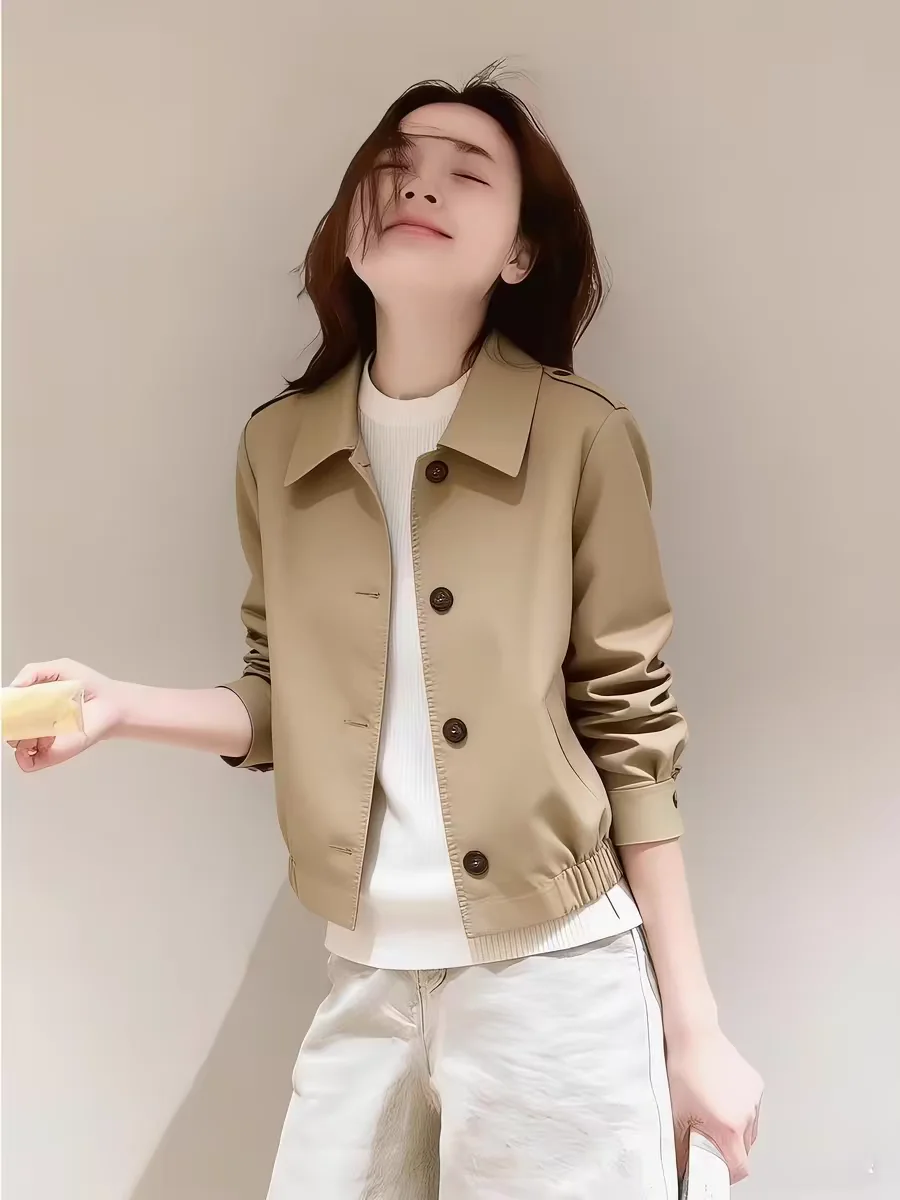 2026 New Popular Beautiful Huge Good-Looking Khaki Trench Coat Women's Spring Autumn Jacket With Lining Coat Single-Breasted Top