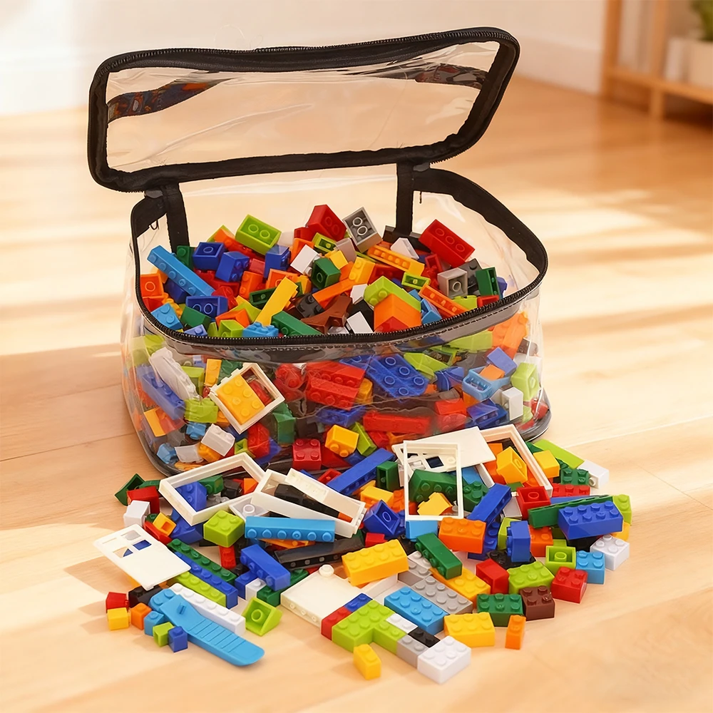 1030PCS MOC Bulk Building Blocks Parts Toys DIY Toy Accessories Storage Bag Windows Doors Blocks Toys for Kids (Random Colors)