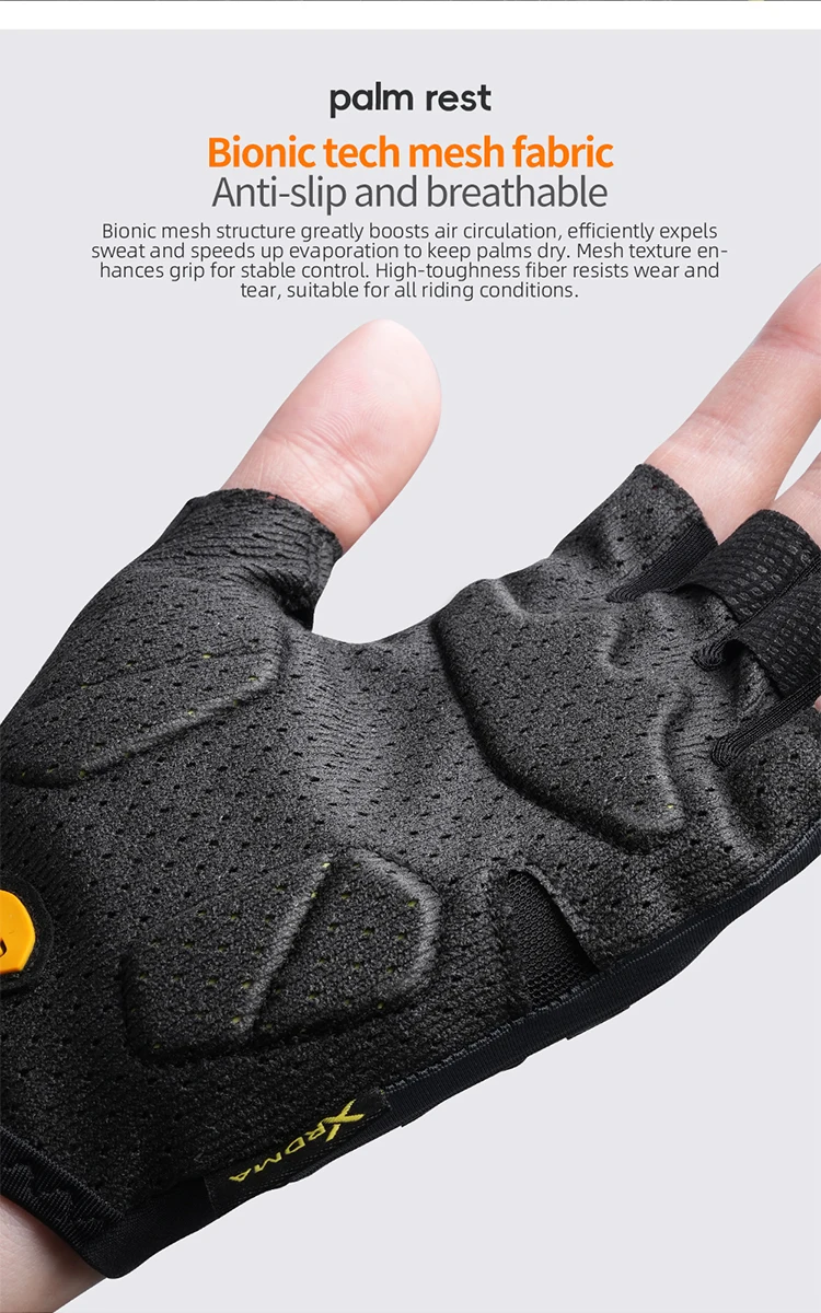 EVR Sommer Herren Fahrradhandschuhe MTB Fahrradhandschuhe Stoßdämpfende Halbfinger-Rennradhandschuhe Zubehör – Detail 4
