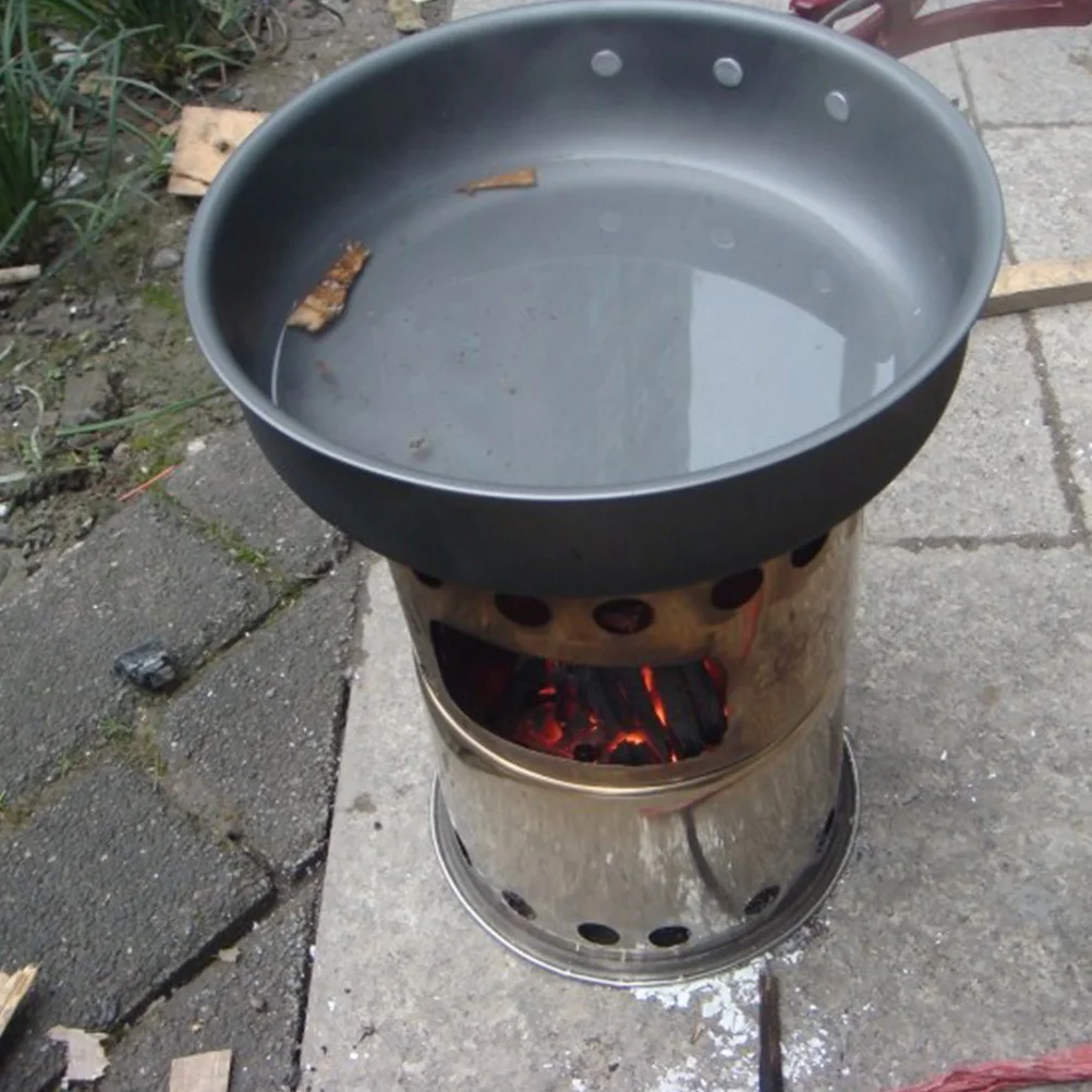 

Mini Stove Outdoor Grill Wind Proof Furnace Pocket Portable Camping Accessories Cooking Pot Silver Pan Wood Burning
