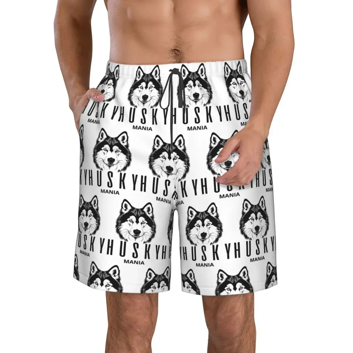 SIBERIAN HUSKY MANIA Trunks Beach Board Shorts Casual Quick Dry Swimming Summer Men Pants