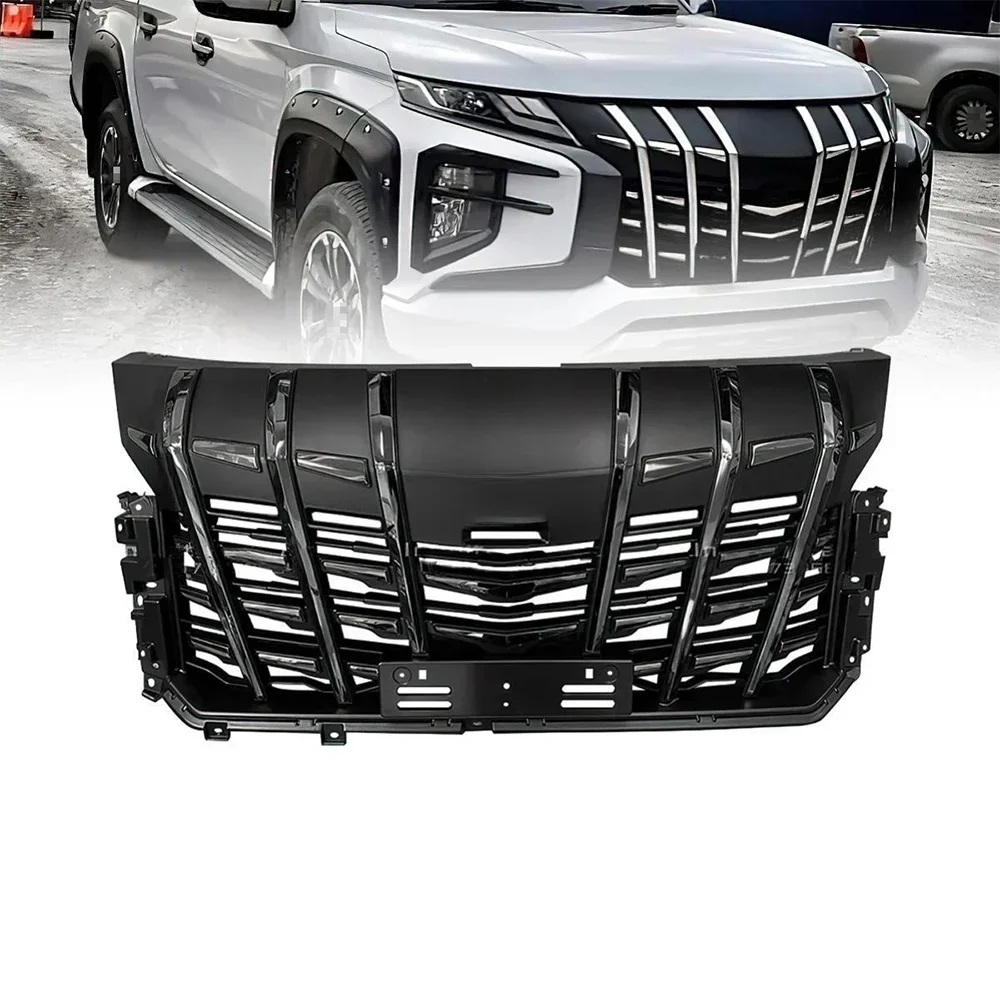 1 Piece Black Front Bumper Grille for triton Pickup 2020 2021 Bumper Net Grille for Front Mesh Mask Cover Accessories