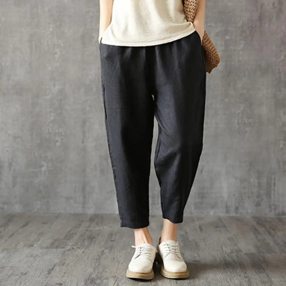 Summer Women Cotton Linen Pants Hight Waist Loose Oversized Trousers Female Long Casual Solid Color Pants Streetwear Women