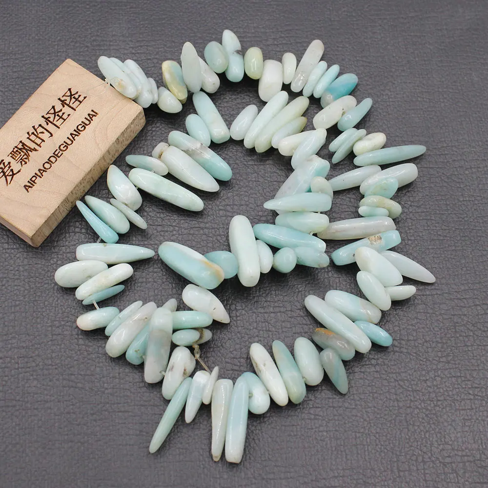 

APDGG 5 Strands Natural Amazonite Top-drilled Freeform Fancy Loose Beads 15.5" Strand Jewelry Making DIY