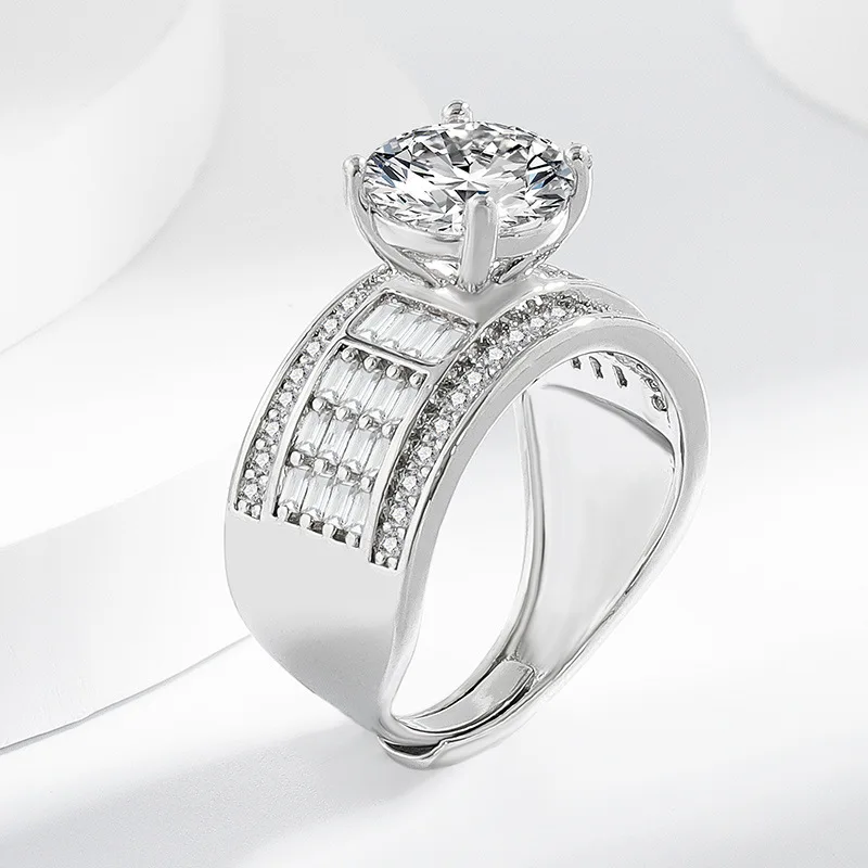 

925 Sterling Silver Simple Premium Zircon Diamond Women's Ring Birthday Anniversary Wedding Party Gift