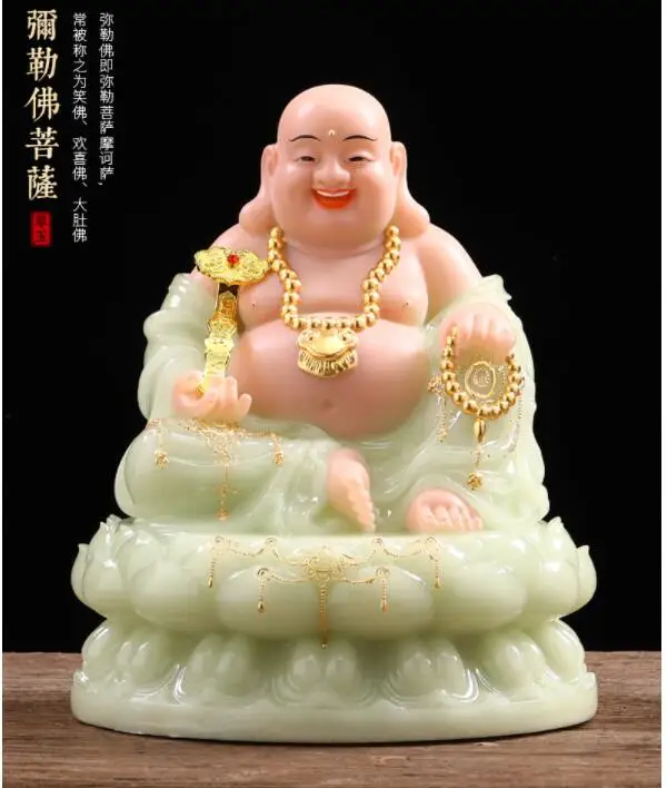 2023 Asia HOME SHOP 5A jade grade Buddha statue Bring good luck money God of wealth Recruit wealth Maitreya Mammon buddha statue