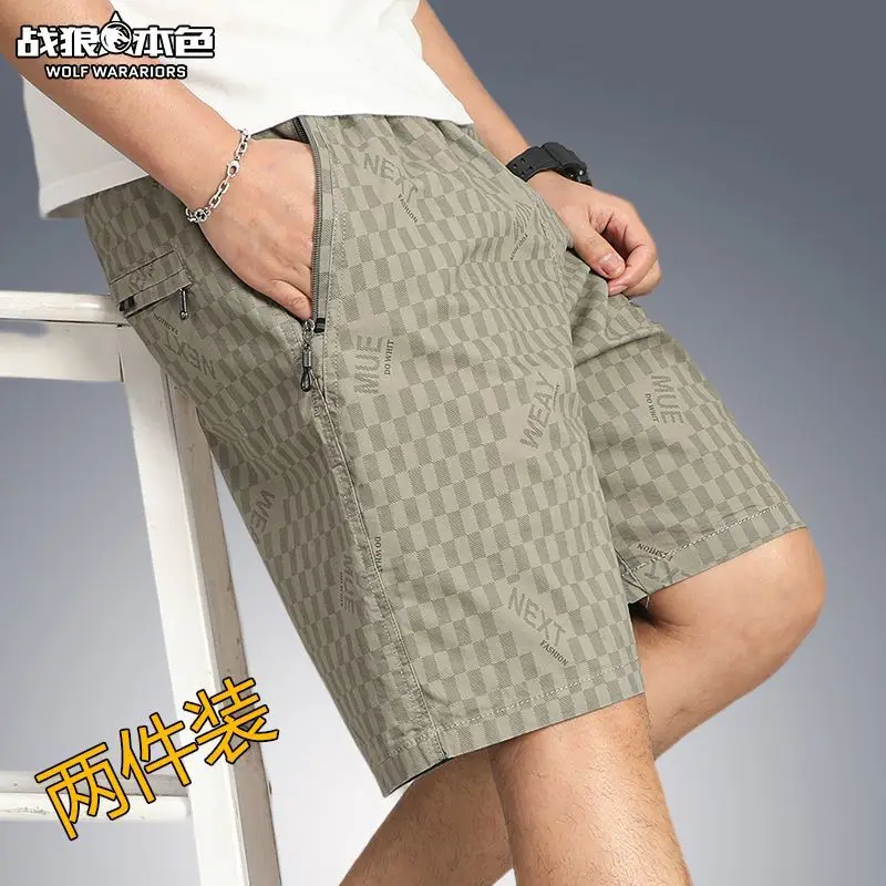 

Мужская 5-дюймовая верхняя одежда из чистого хлопка, свободные повседневные модные пляжные брюки средней длины