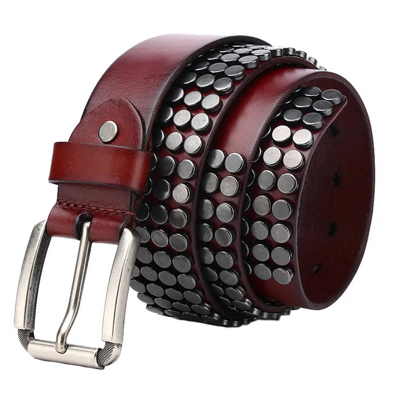 men luxury fashion original leather rivets belts pin buckle studded belt womens brand designer strapon punk goth waistband leash